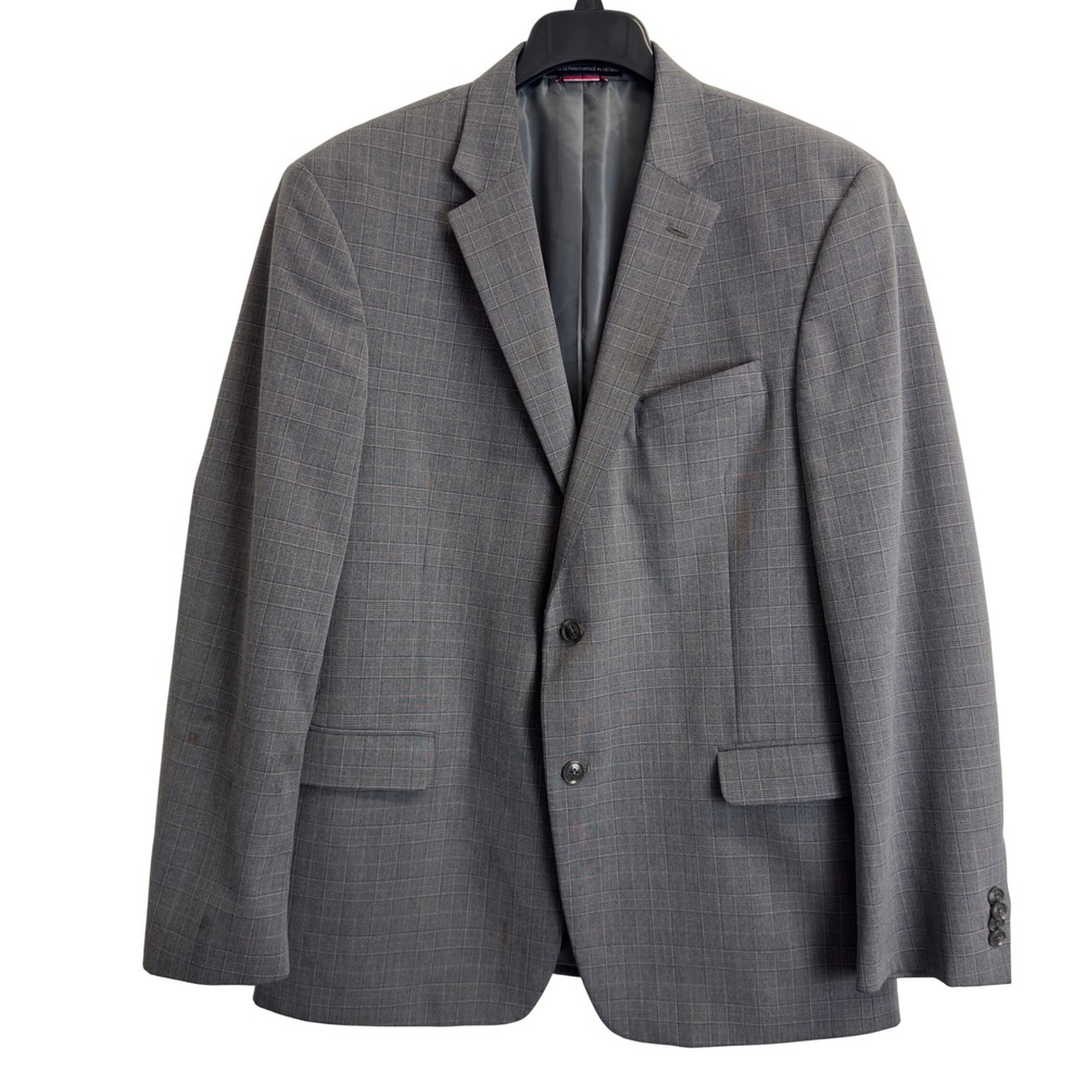 Tommy Hilfiger Mens 44R Gray Glen Plaid Two Button Blazer Suit Jacket